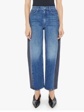 MOTHER Superior The Half-Pipe Flood Barrel Jeans Black Blue 30